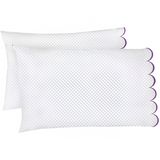 Allena 400TC Cotton Scallop Embroidery Sateen Microcheck Pillowcases (Set Of 2)