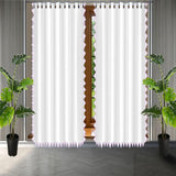 Ashley 400TC Sateen Cotton Traingle Embroidery Curtain (Set Of 2)