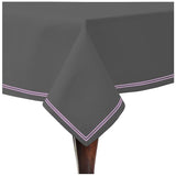 Double Embroidery Border Sateen Cotton Solid Table Cloth - Dark Grey