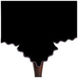 Scallop Embroidery Sateen Cotton Solid Table Cloth - Black