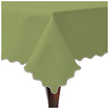 Scallop Embroidery Sateen Cotton Solid Table Cloth - Sage