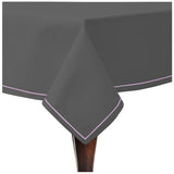 Single Embroidery Border Sateen Cotton Solid Table Cloth - Dark Grey