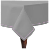 Single Embroidery Border Sateen Cotton Solid Table Cloth - Light Grey