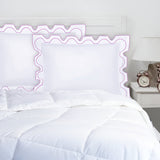 400TC Zig & Zag U Shape Scallop Embroidery Cotton Solid Pillow Sham