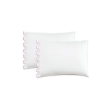 400TC Zig & Zag U Shape Scallop Embroidery Cotton Solid Pillowcases (Set Of 2)