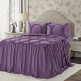 400TC Cotton Sateen Solid Textured Ruffle Bedspread Set