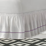 400TC Sateen Solid Cotton Single Embroidered Wrap Around Bed Skirt