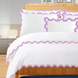 400TC U Shape Applique Embroidery Cotton Duvet Cover Set