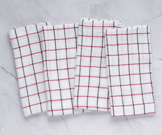 Linen Napkins - Grid Napkins Set of 4 & 8