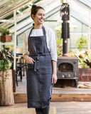 Linen bib apron in Charcoal gray
