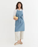 Linen bib apron in Gray blue