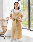 Linen bib apron in Sandy beige
