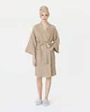Linen hair towel turban in Beige