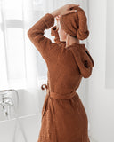 Linen hair towel turban in Cinnamon