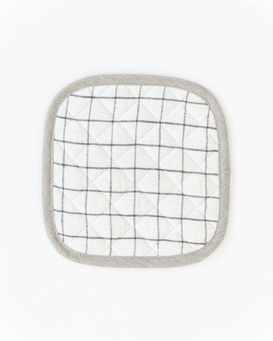 Linen pot-holder (1 pcs) in Charcoal grid