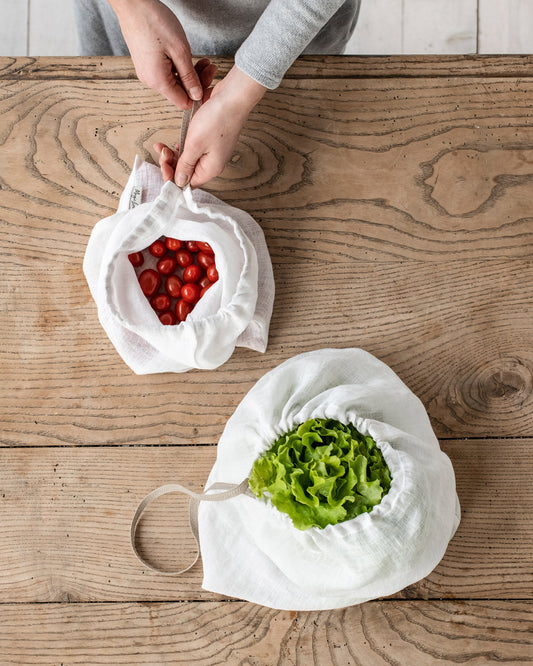 Set of Two Zero Waste Linen Produce Bags