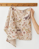 Autumn forest print Linen tea towel
