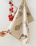 Linen tea towel in Italian summer print