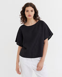 Black medium weight linen fabric (180 g/m2)