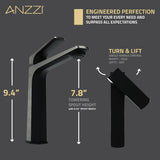 ANZZI Contemporary Vessel Sink Faucet, Single Hole High Arc Spout (9.41" H), 1.2 GPM Water-Saving, Durable Brass Construction, Rhino-Alloy Certified, Various Finishes