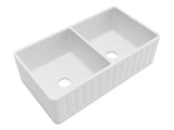 ANZZI Roine Reversible Farmhouse Sink (33" L x 9.5" H), Solid Surface ANZZI Stone, Non-Porous, Available in Single or 50/50 Double Basin