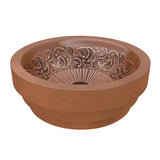 Admiral 17 in. Handmade Vessel Sink in Polished Antique Copper with Floral Design Interior