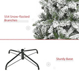 HOMCOM 7.5ft Unlit Snow-Flocked Slim Pine Artificial Christmas Tree with Realistic Branches and 668 Tips
