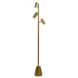 Lumina Brassed Gold Floor Lamp with Rotary Switch Triple Spots Metal Cone Base
