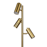 Lumina Brassed Gold Floor Lamp with Rotary Switch Triple Spots Metal Cone Base