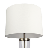 Luna Brushed Nickel Table Lamp with On/Off Switch Clear Glass Body Metal Base