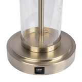 Luna Brushed Nickel Table Lamp with On/Off Switch Clear Glass Body Metal Base