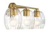 Luster Three Lights Vanity With Clear Glass for Bathrooms above Mirror Wall Lamp - Satin Brass