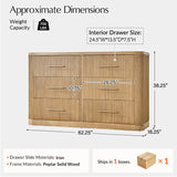 Modern Solid Wood Fluted Dresser with 6 Drawers & Oak Texture