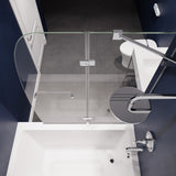 Herald Series 48 in. x 58 in. Frameless Hinged Tub Door with Clear Tempered Glass and Tsunami Guard