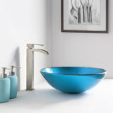 Accent Series 17 in. Bathroom Vessel Sink with Scratch-Tough and Stain-Resistant Non-Porous Surface in Blue Ice Glass