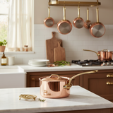 Mauviel M'Heritage M'250 B Copper Sauce Pan With Lid, Brass Handle