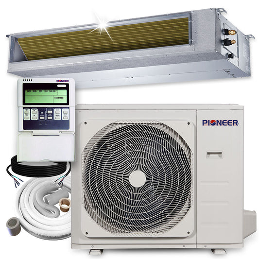 Pioneer® Quantum Ultra™ 36,000 BTU 18.7 SEER2 230V Slim-Duct Ceiling Concealed Mini-Split Air Conditioner Inverter Heat Pump Full Set