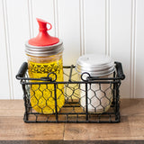 Chicken Wire Caddy for 2 Half Pint 8oz Mason Jars
