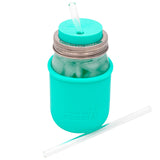 Medium 7 ¼" Glass Straws for Pint Mason Jars 4 Pack + Cleaner
