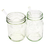 Medium 7 ¼" Glass Straws for Pint Mason Jars 4 Pack + Cleaner