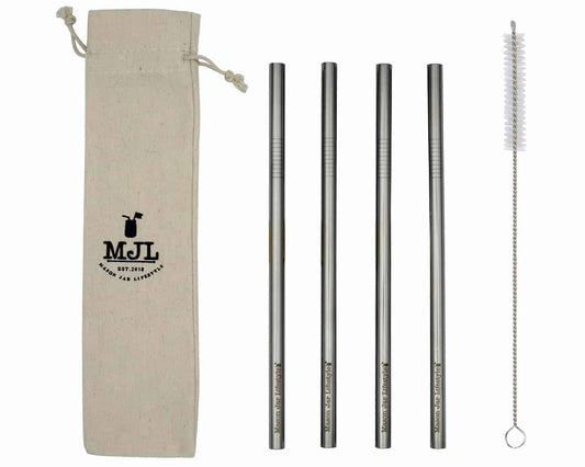 Long 9" Stainless Steel Smoothie Straws for Quart Mason Jars