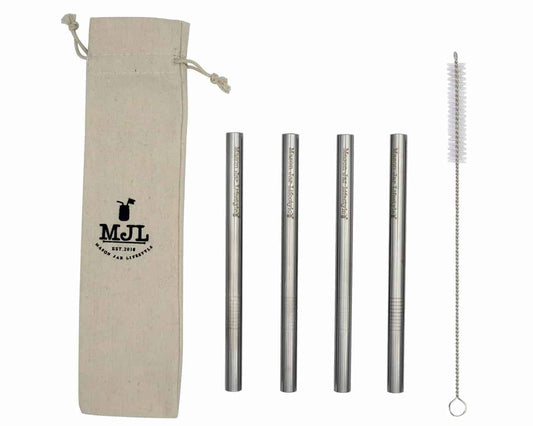 Medium 7 ¼" Stainless Steel Extra Thick Boba Straws for Pint Mason Jars