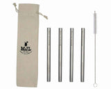 Medium 7 ¼" Stainless Steel Extra Thick Boba Straws for Pint Mason Jars