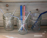 Short 6 ¼" Thin Bent Stainless Steel Straws for Half Pint Mason Jars