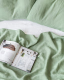 Matcha green linen flat sheet