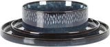 Gibson Elite 12 Piece Matisse Moderna Stoneware Reactive Glaze Dinnerware Set - Cobalt Blue