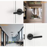 ZR02-124A Matte Black Door Handles | Modern Knurled Lever Door Locks (Privacy, Passage, Dummy)