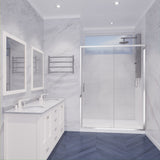 Halberd Series 47 to 48 in. x 72 in. Sliding Framed Shower Door with Tsunami Guard Tempered Glass