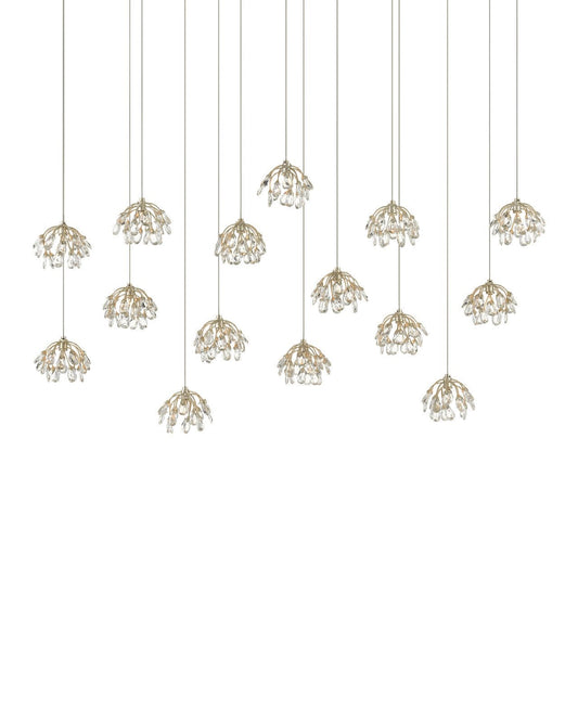 Crystal Bud 15-Light Linear Multi-Drop Pendant