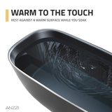 67 in. x 32 in. Rectangle Freestanding Stone Resin Deep Soaking Flat-Bottom Bathtub with Center Drain